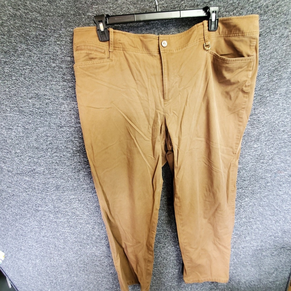 Lauren Ralph Lauren Tan Stretch Cotton Twill Pants Womens 22W Horseshoe D-Ring